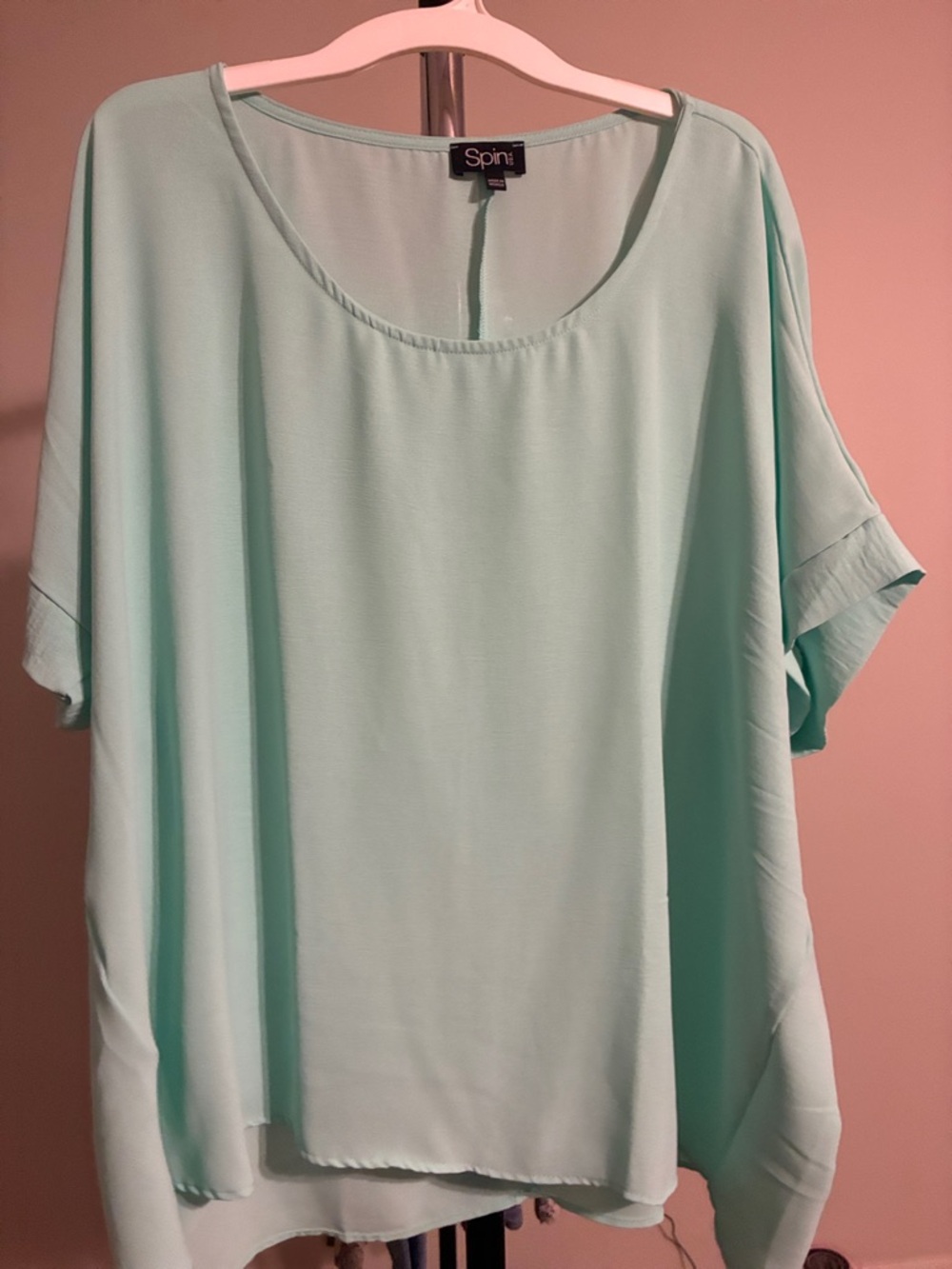 Spiri Mint Green Short Sleeve Scoop Neck Blouse